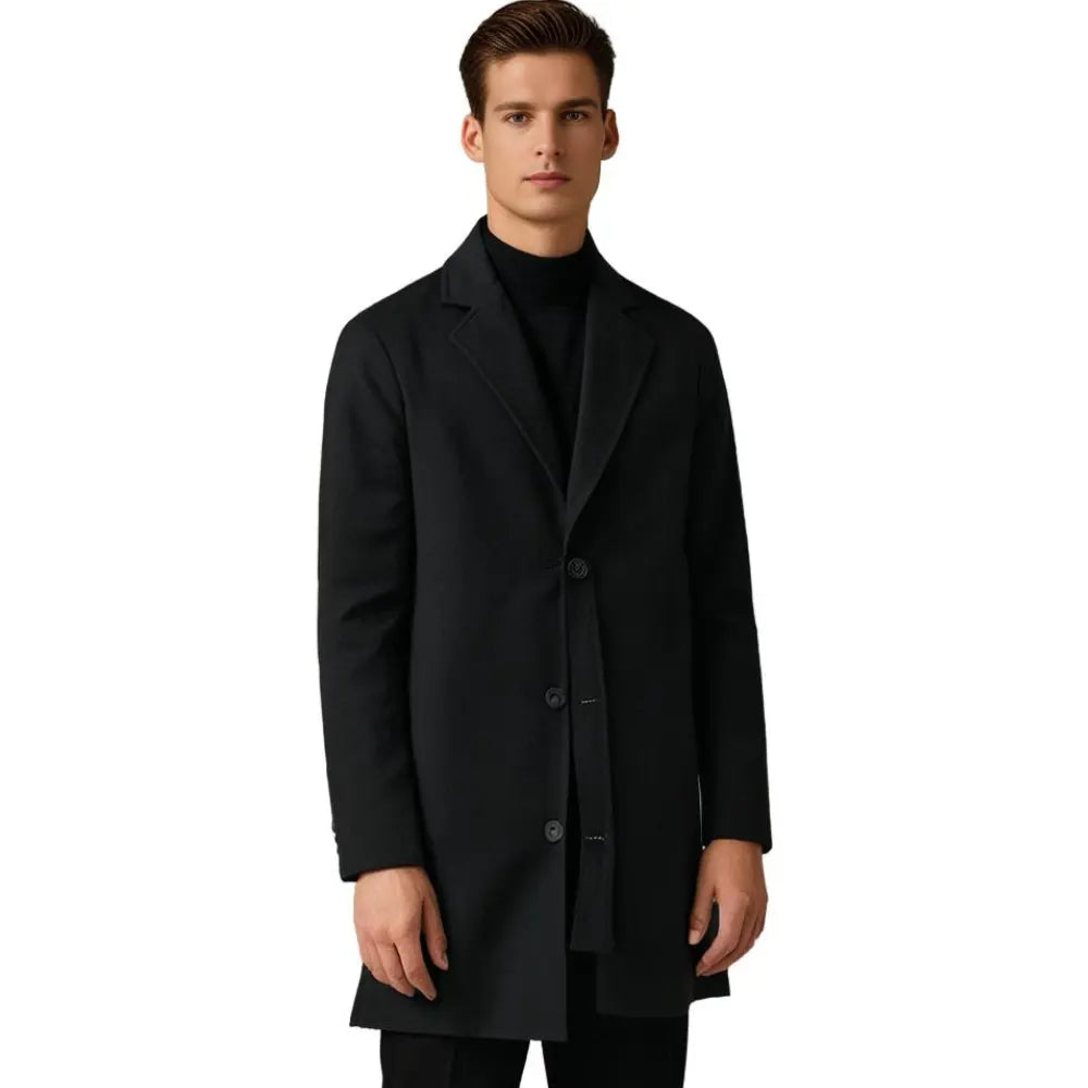 Classic Men's Tailored Wool Effect Overcoat