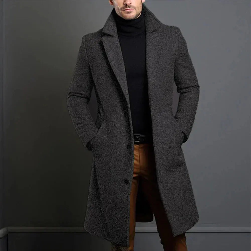 Classic Men's Tailored Wool Effect Overcoat
