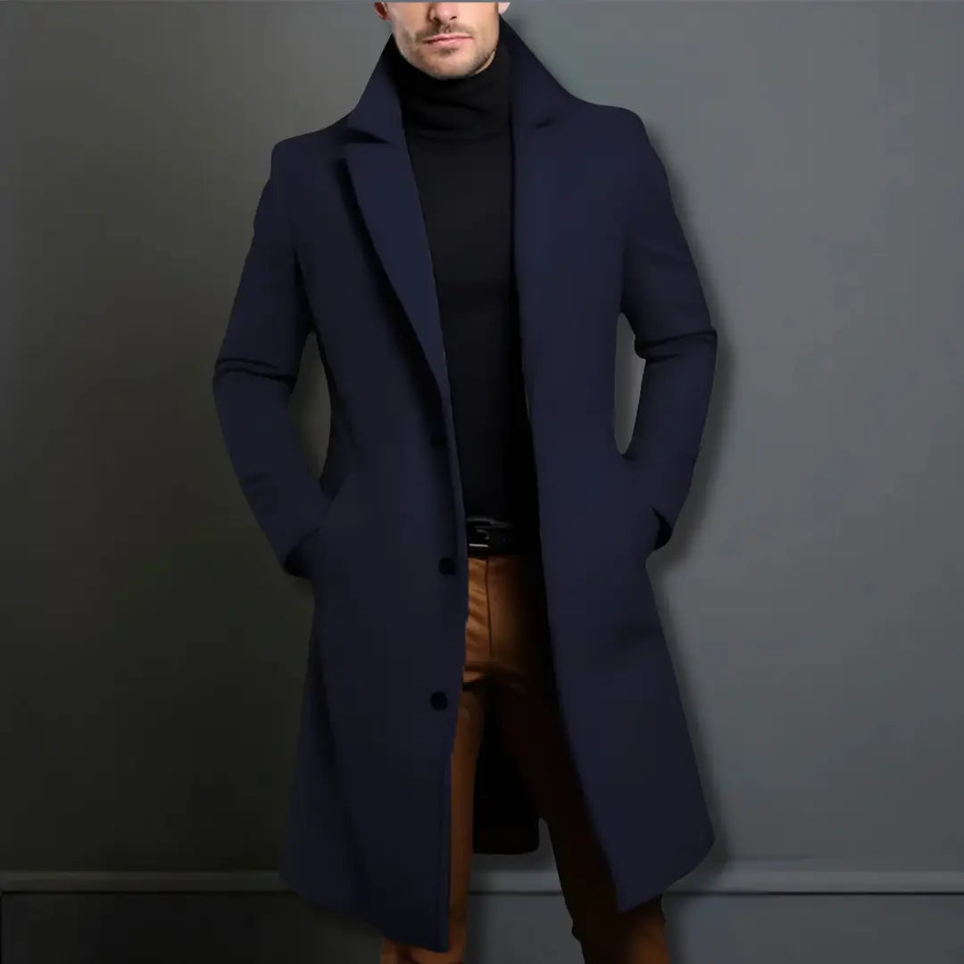 Classic Men's Tailored Wool Effect Overcoat