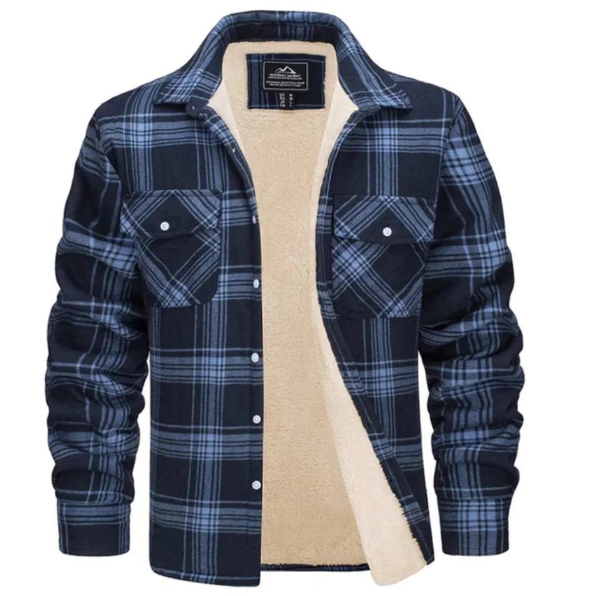 Men's Sherpa Lined Plaid Flannel Shirt Jacket