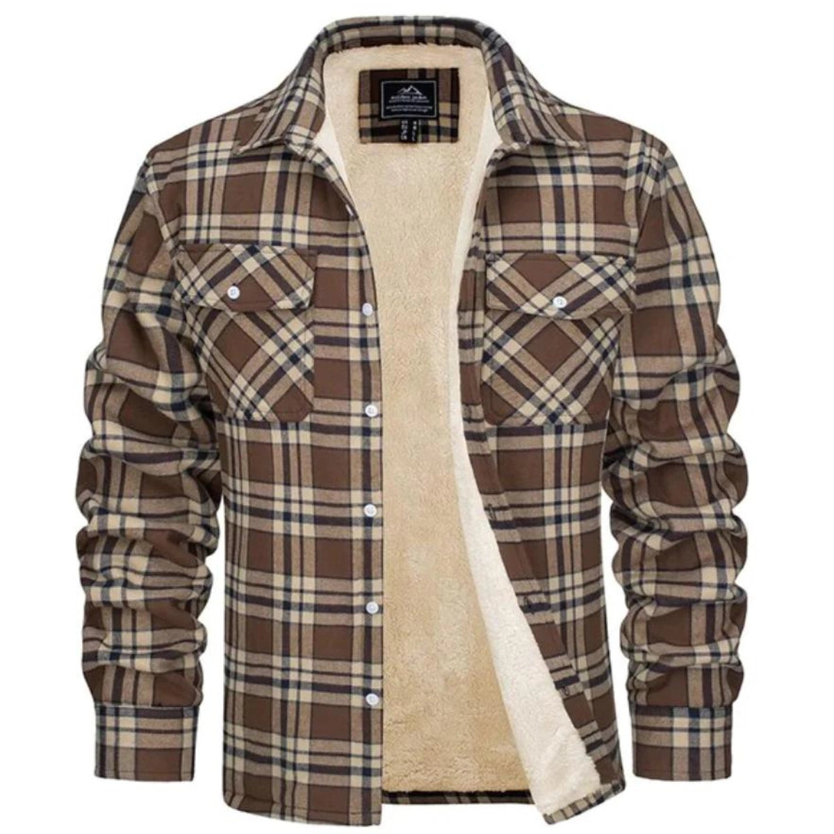 Men's Sherpa Lined Plaid Flannel Shirt Jacket
