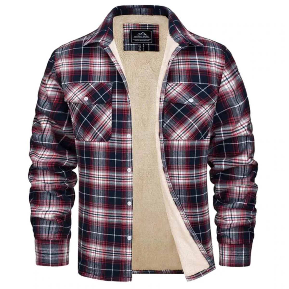 Men's Sherpa Lined Plaid Flannel Shirt Jacket