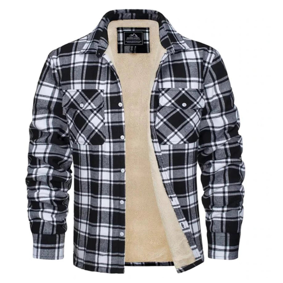 Men's Sherpa Lined Plaid Flannel Shirt Jacket