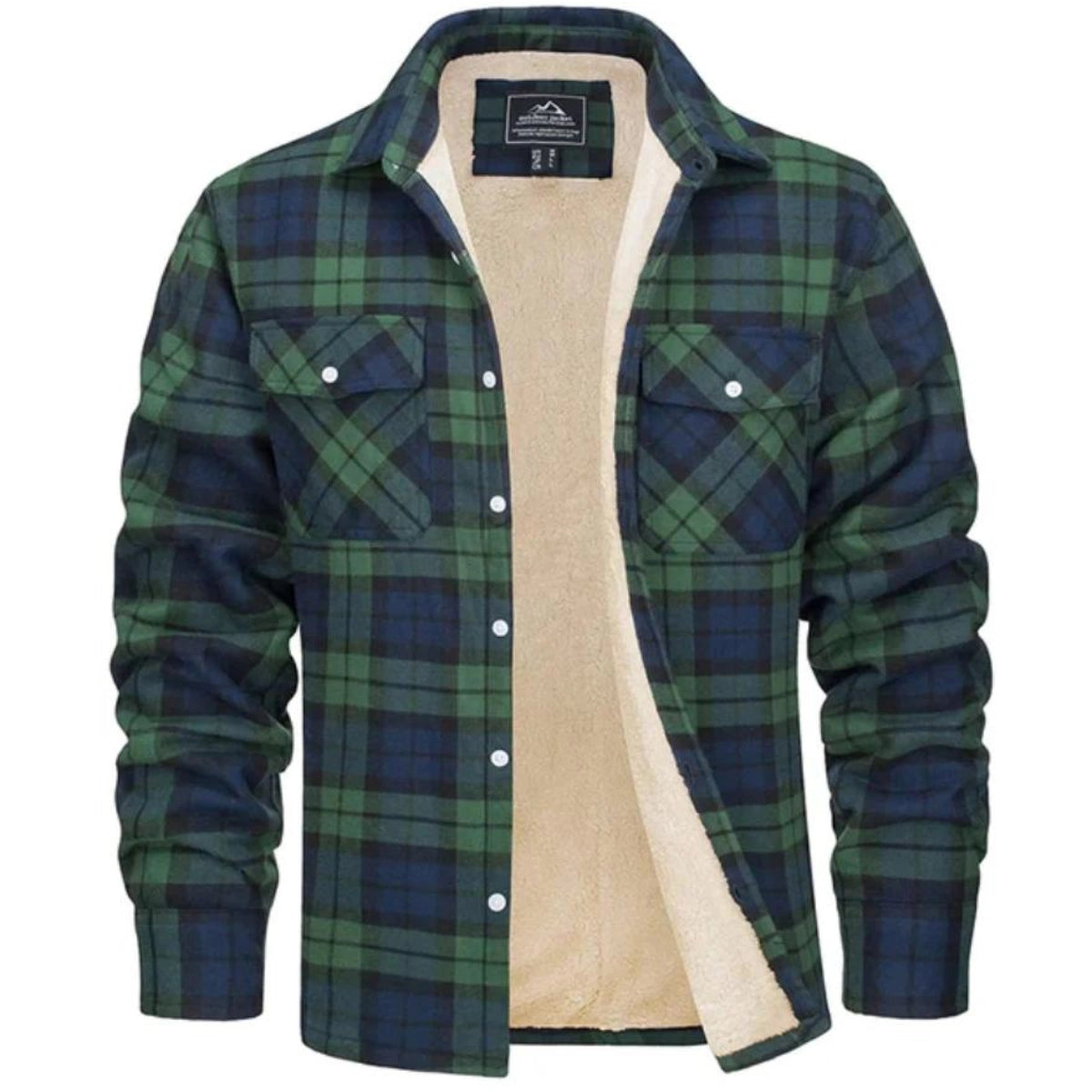 Men's Sherpa Lined Plaid Flannel Shirt Jacket