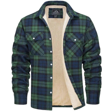 Men's Sherpa Lined Plaid Flannel Shirt Jacket
