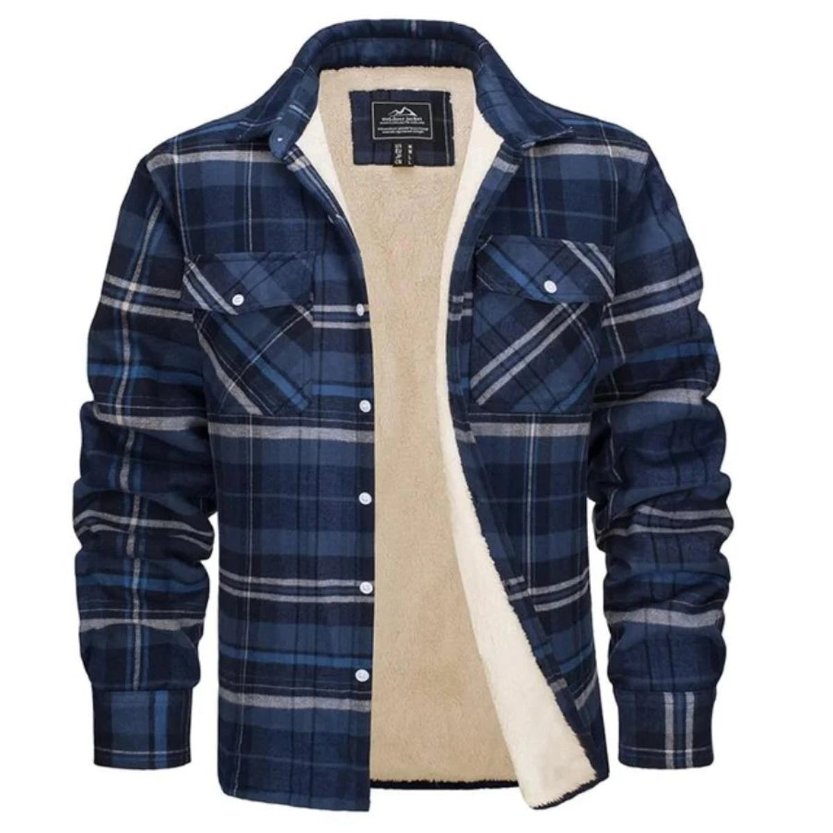 Men's Sherpa Lined Plaid Flannel Shirt Jacket