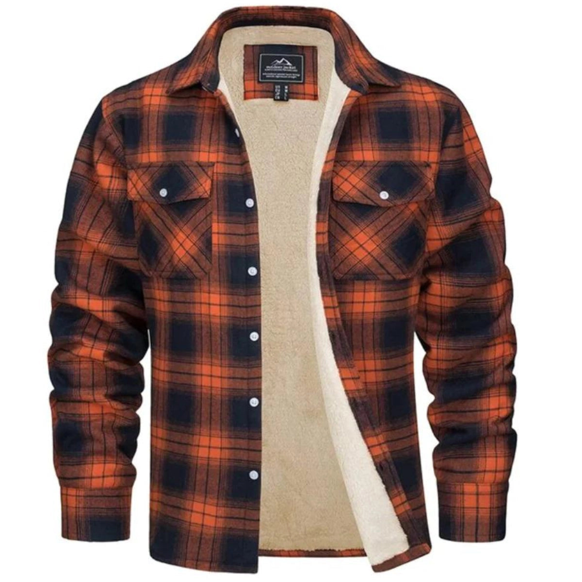 Men's Sherpa Lined Plaid Flannel Shirt Jacket