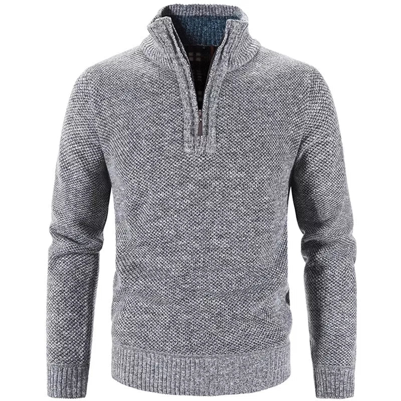 Classic Men's Half Zip Ribbed Knit Sweater