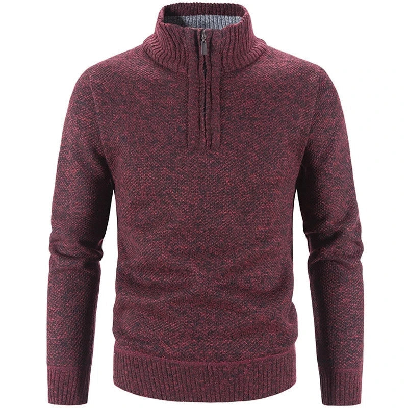 Classic Men's Half Zip Ribbed Knit Sweater
