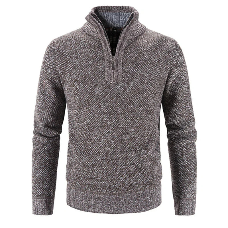 Classic Men's Half Zip Ribbed Knit Sweater