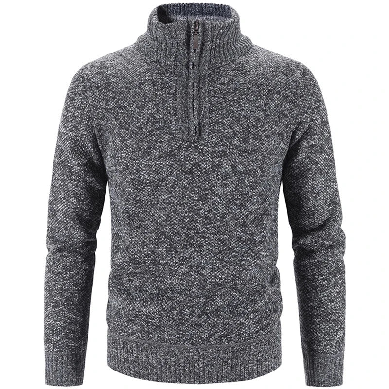 Classic Men's Half Zip Ribbed Knit Sweater