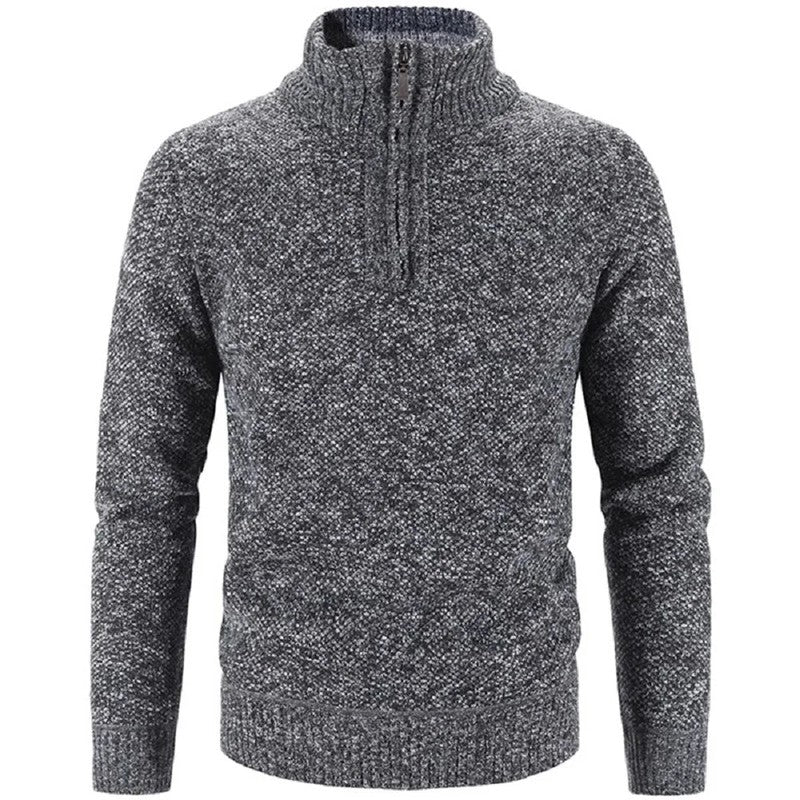 Classic Men's Half Zip Ribbed Knit Sweater