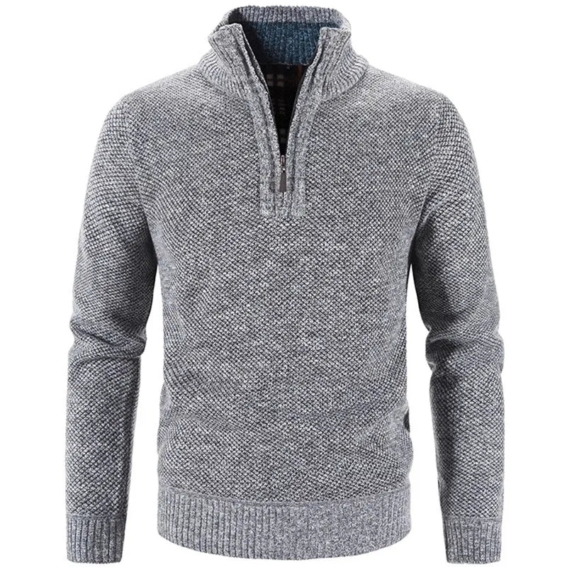 Classic Men's Half Zip Ribbed Knit Sweater