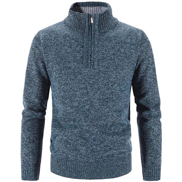 Classic Men's Half Zip Ribbed Knit Sweater