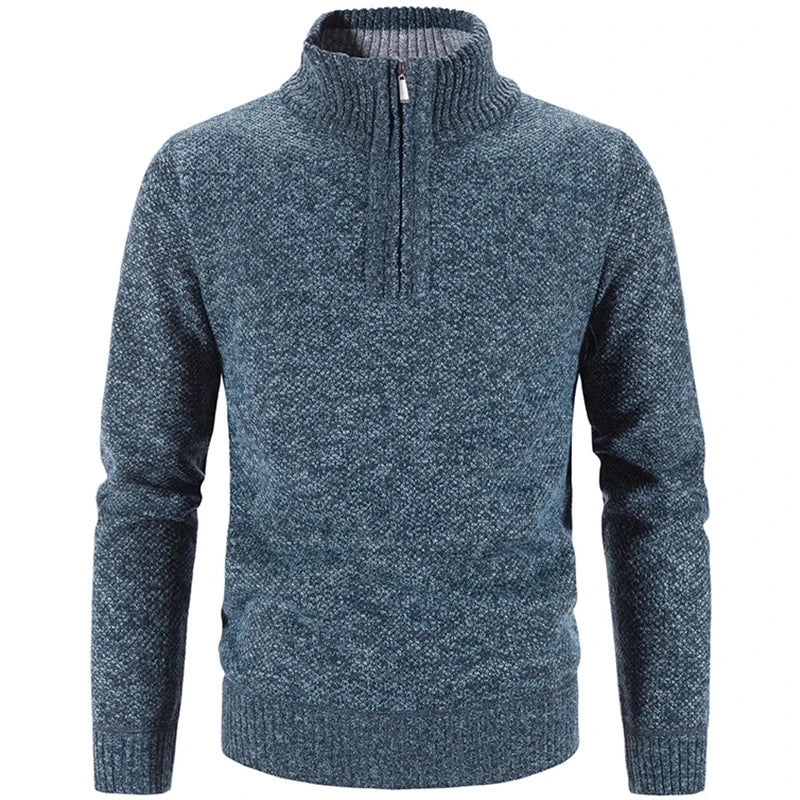 Classic Men's Half Zip Ribbed Knit Sweater