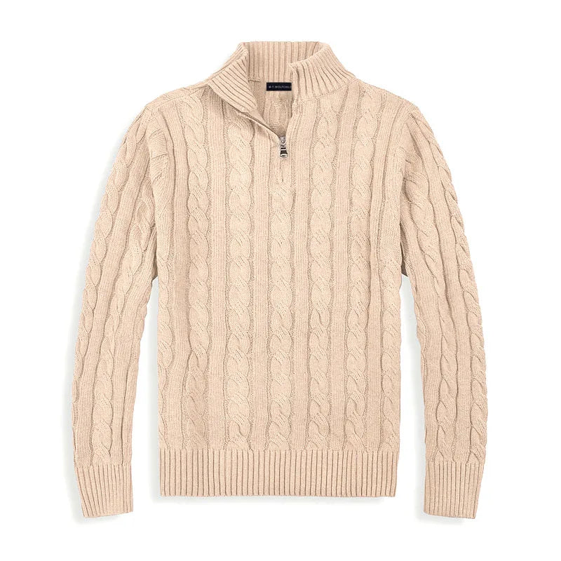 Men's Classic Cotton Cable Knit Half Zip Sweater