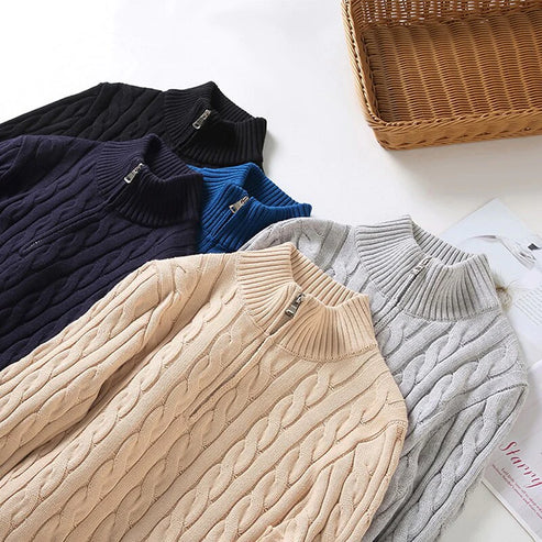 Men's Classic Cotton Cable Knit Half Zip Sweater