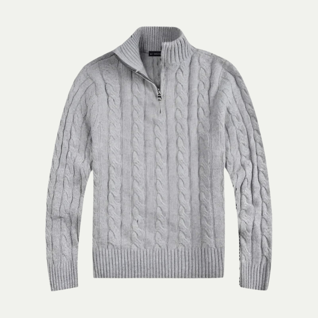 Men's Classic Cotton Cable Knit Half Zip Sweater