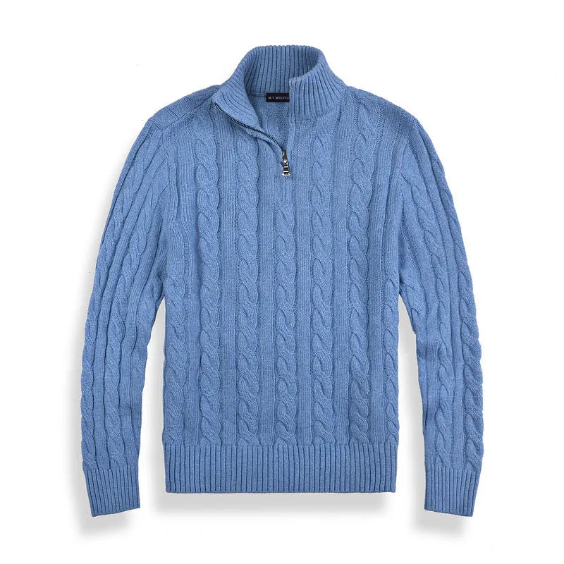 Men's Classic Cotton Cable Knit Half Zip Sweater