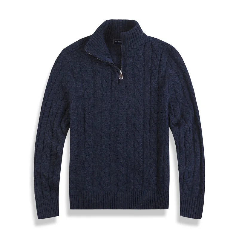 Men's Classic Cotton Cable Knit Half Zip Sweater