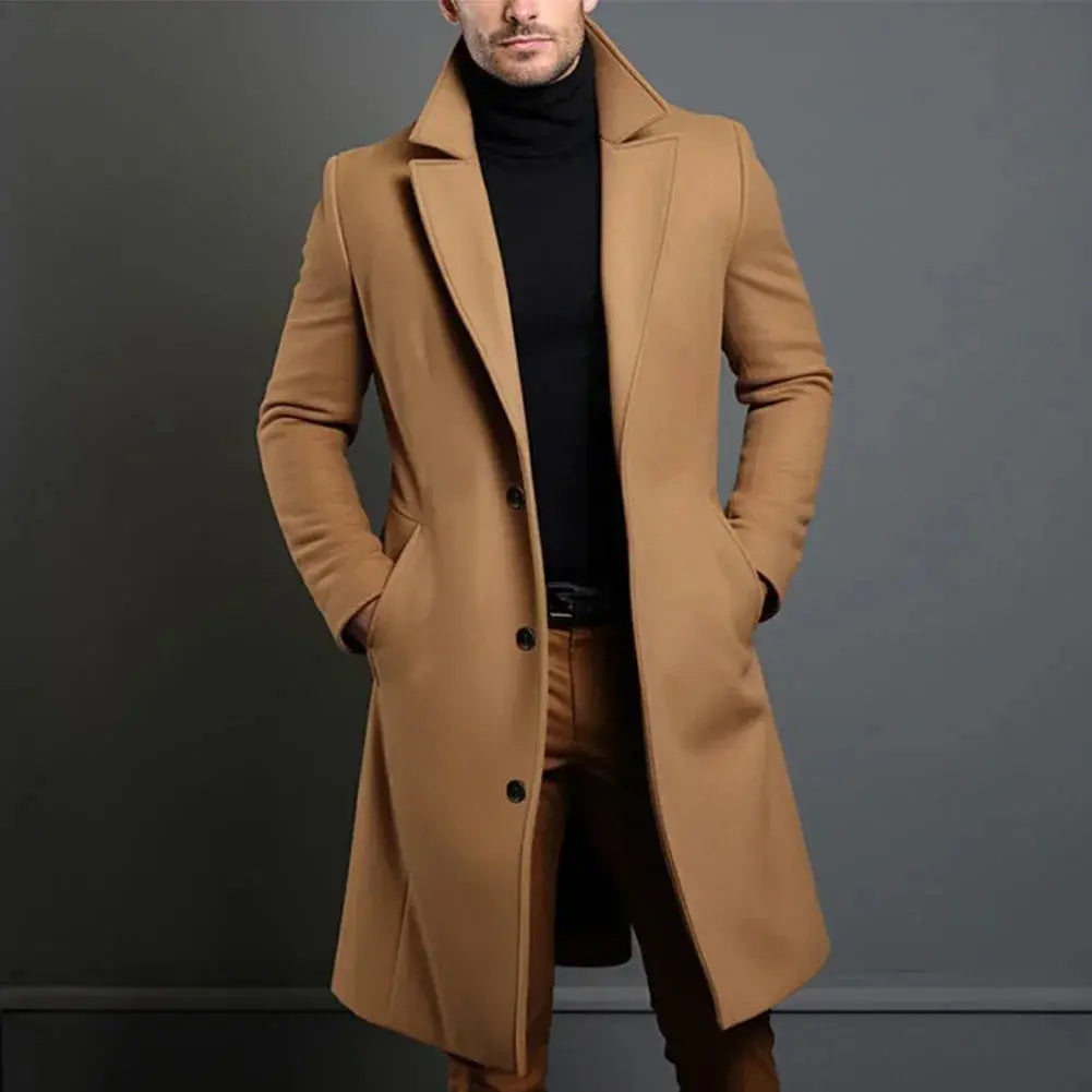 Classic Men's Tailored Wool Effect Overcoat