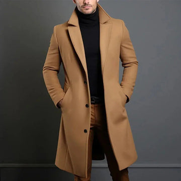Classic Men's Tailored Wool Effect Overcoat