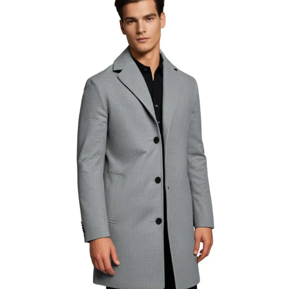 Classic Men's Tailored Wool Effect Overcoat