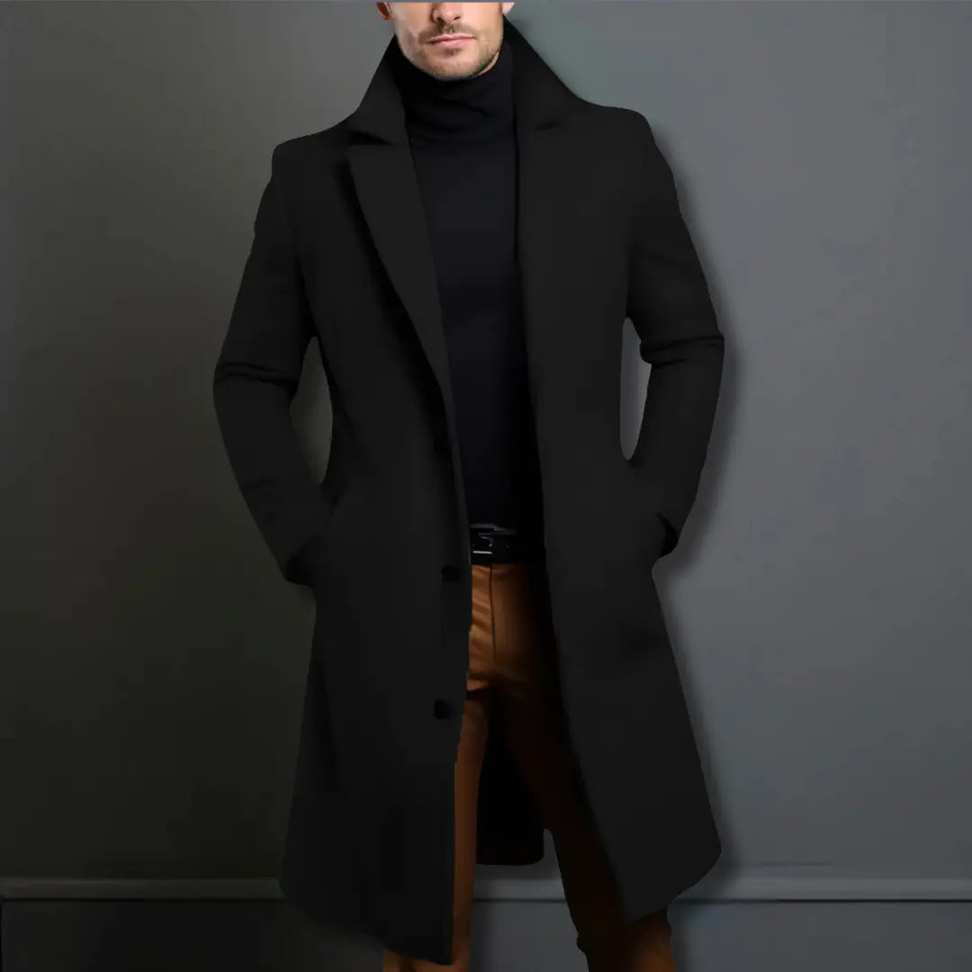 Classic Men's Tailored Wool Effect Overcoat